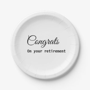 Simple minimal congratulations retirement add name paper plate