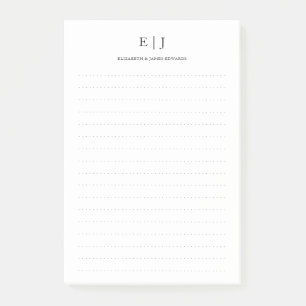 Simple Minimal Couple Monogram Dotted Lines Post-it Notes