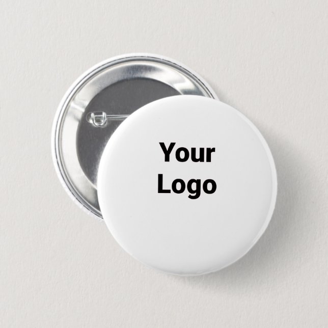 simple minimal custom add your logo address websit 6 cm round badge (Front & Back)