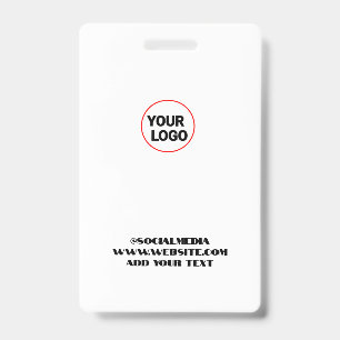 simple minimal custom add your logo address websit ID badge