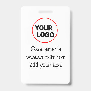 simple minimal custom add your logo address websit ID badge