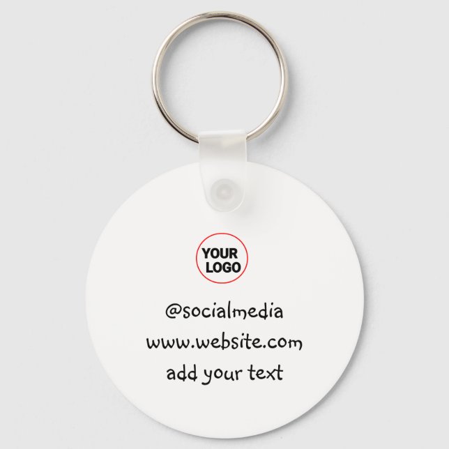 simple minimal custom add your logo address websit key ring (Front)