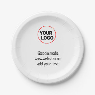 simple minimal custom add your logo address websit paper plate