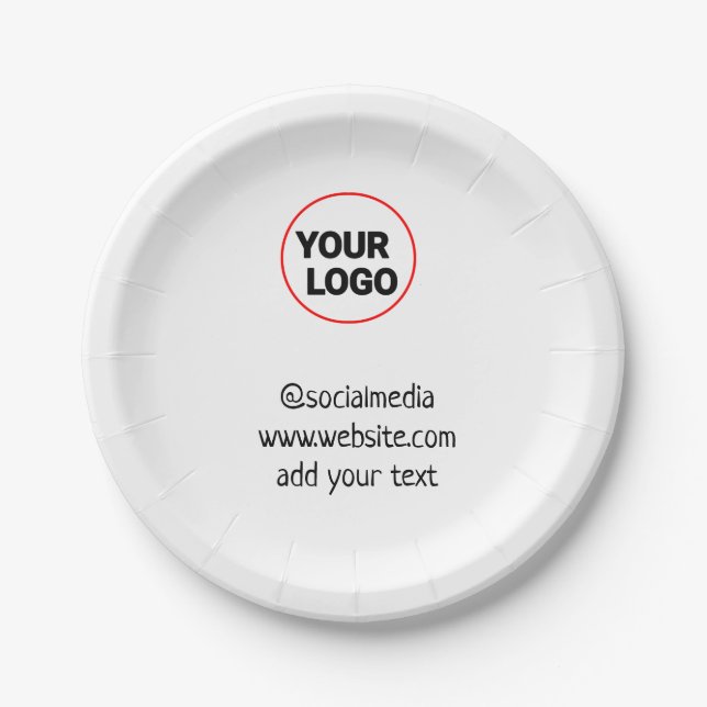 simple minimal custom add your logo address websit paper plate (Front)