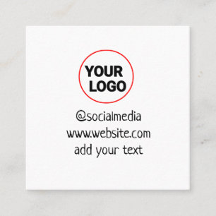simple minimal custom add your logo address websit square business card