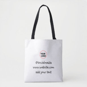 simple minimal custom add your logo address websit tote bag
