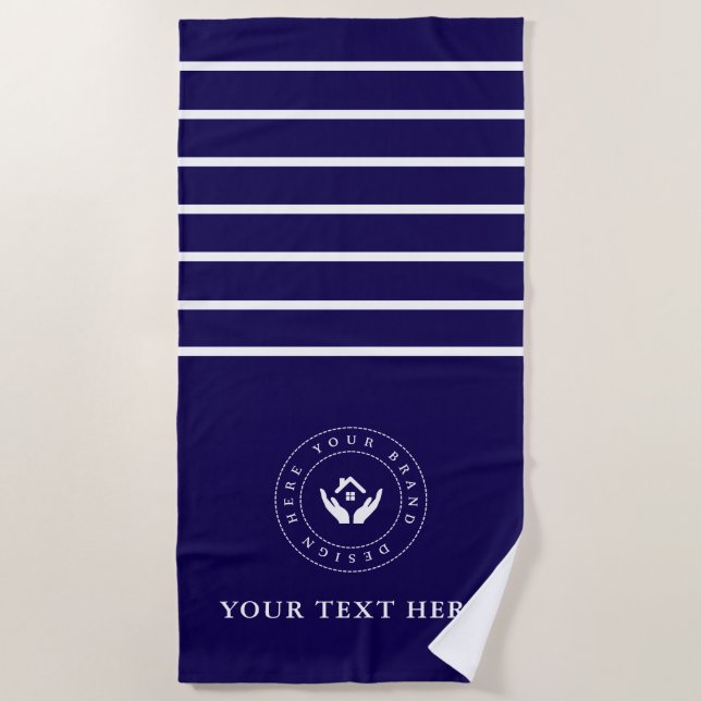 Simple Minimal Custom Company Logo &Text Beach Towel (Front)