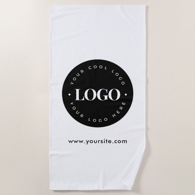Simple Minimal Custom Logo & Text Business Company Beach Towel (Front)