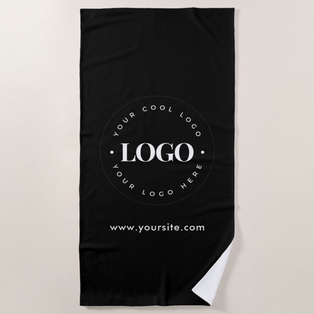 Simple Minimal Custom Logo & Text Business Company Beach Towel (Front)