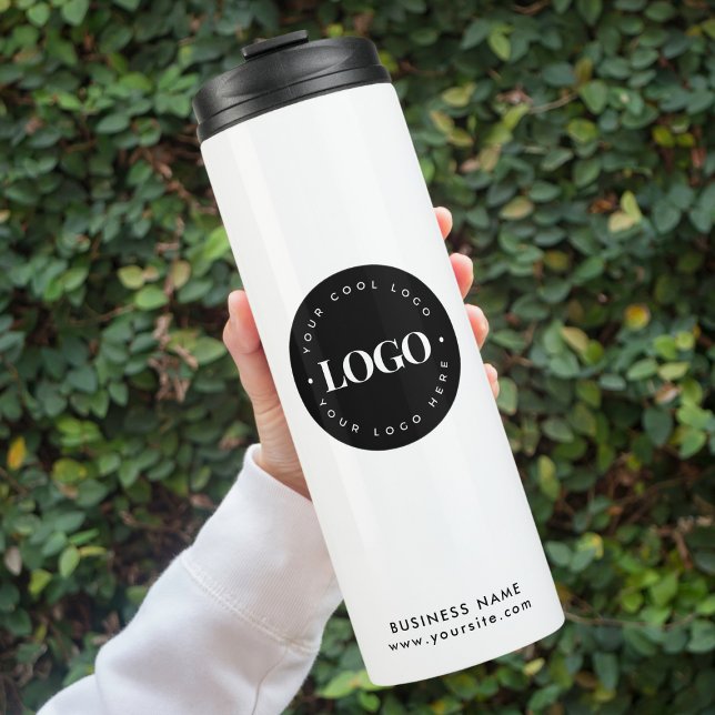 Simple Minimal Custom Logo & Text Business Company Thermal Tumbler (Creator Uploaded)