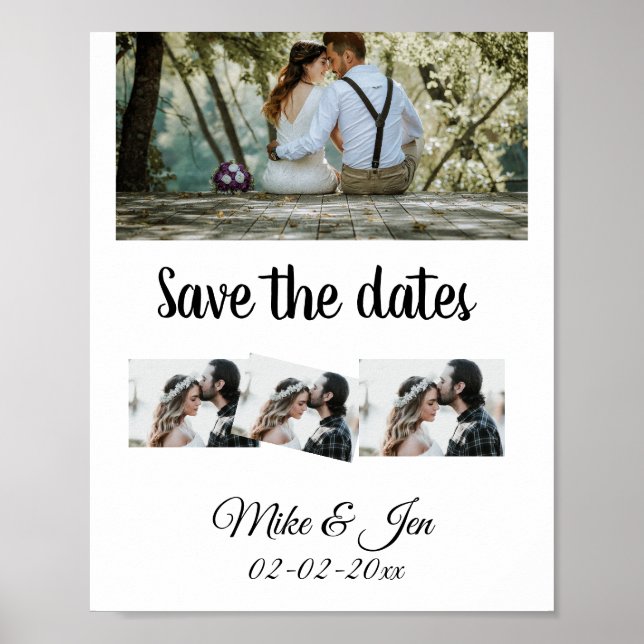 simple minimal custom save the date photo add name poster (Front)