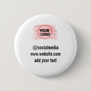 simple minimal custom watercolor add logo website 6 cm round badge