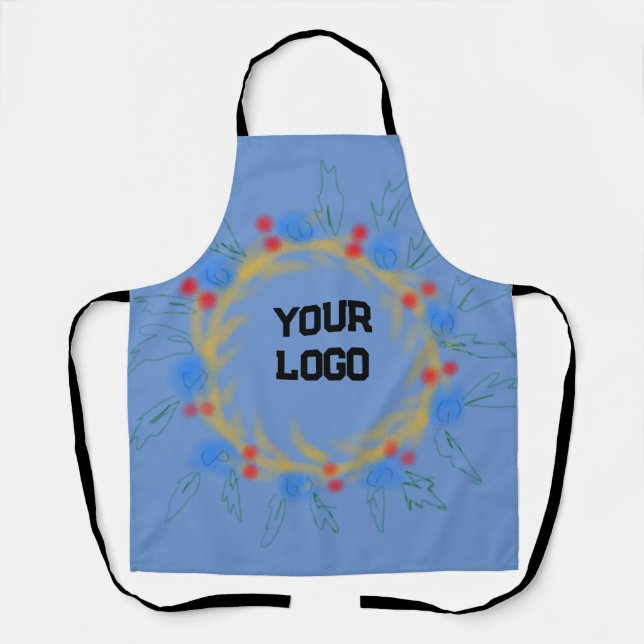 simple minimal custom watercolor add logo website  apron (Front)