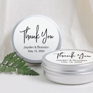 Simple Minimal Custom Wedding Favours Tin Box Classic Round Sticker