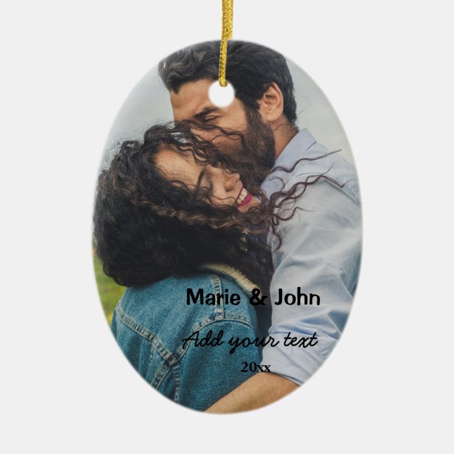 simple minimal customised name monogram couple nam ceramic ornament (Front)