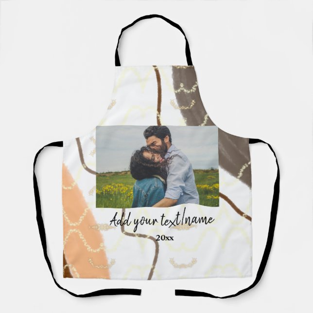simple minimal customised name monogram couple  th apron (Front)
