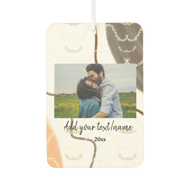 simple minimal customised name monogram couple  th car air freshener (Front)