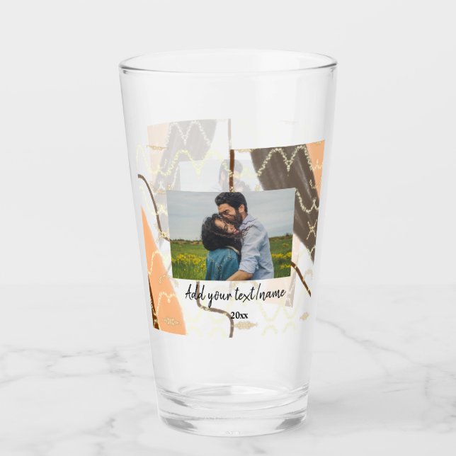 simple minimal customised name monogram couple  th glass (Front)