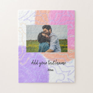 simple minimal customised name monogram couple th jigsaw puzzle