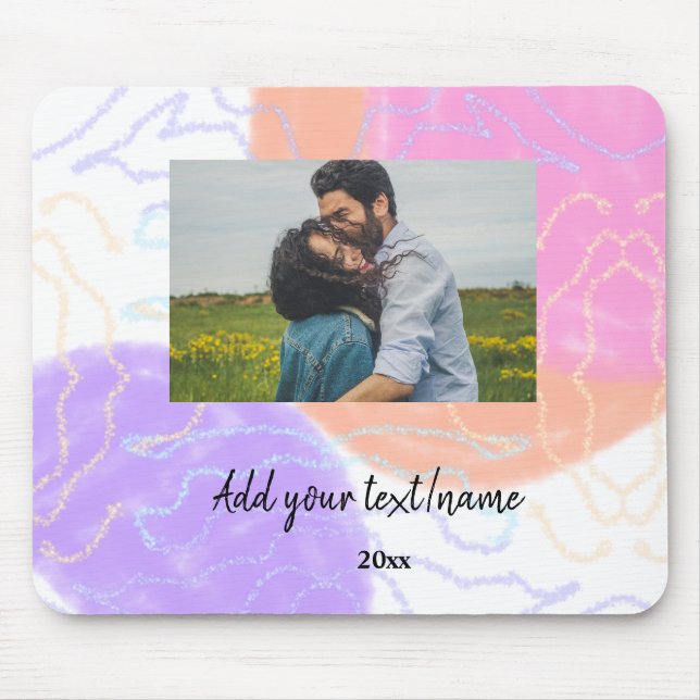 simple minimal customised name monogram couple  th mouse pad (Front)