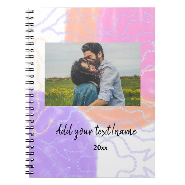 simple minimal customised name monogram couple  th notebook (Front)