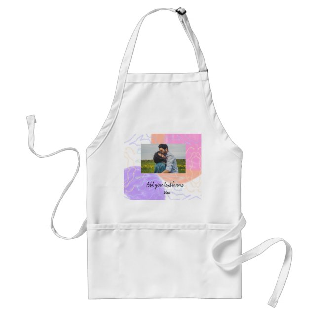 simple minimal customised name monogram couple  th standard apron (Front)