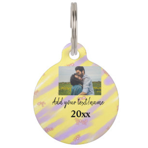 simple minimal customised name monogram text throw pet tag