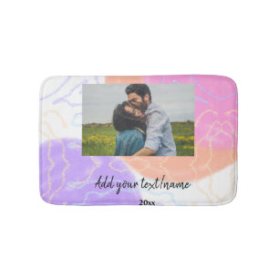simple minimal customized name monogram couple th bath mat