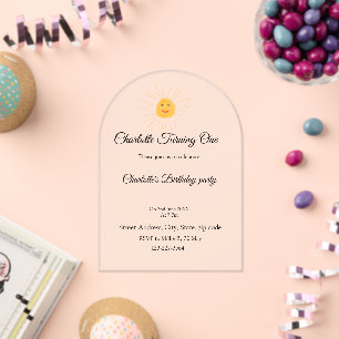 Simple minimal cute baby kids Add QR birthday Acrylic Invitations