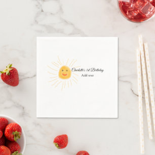 Simple minimal cute baby kids Add QR birthday Napkin