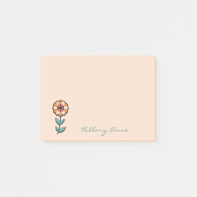 Simple Minimal Cute Floral Modern Trendy Post-it Notes (Front)