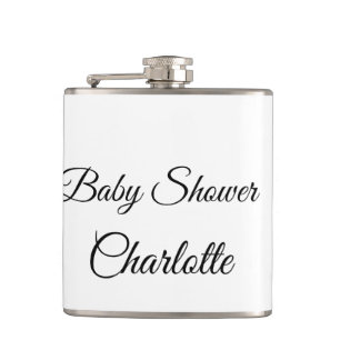 SIMPLE MINIMAL.CUTIE ADD NAME BABY baby shower Thr Hip Flask
