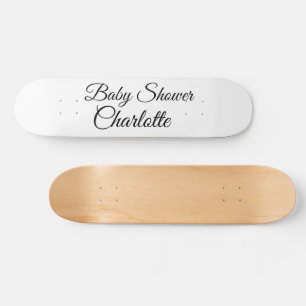 SIMPLE MINIMAL.CUTIE ADD NAME BABY baby shower Thr Skateboard
