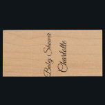 SIMPLE MINIMAL.CUTIE ADD NAME BABY baby shower Thr Wood USB Flash Drive<br><div class="desc">Design</div>