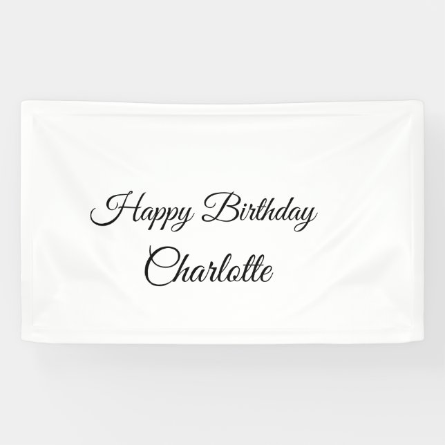 SIMPLE MINIMAL.CUTIE ADD NAME BABY happy birthday  Banner (Horizontal)