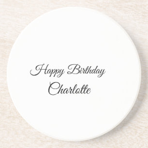 SIMPLE MINIMAL.CUTIE ADD NAME BABY happy birthday Coaster