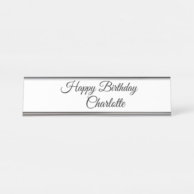 SIMPLE MINIMAL.CUTIE ADD NAME BABY happy birthday  Desk Name Plate (Front)
