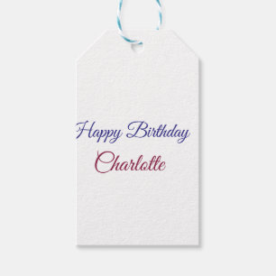 SIMPLE MINIMAL.CUTIE ADD NAME BABY happy birthday Gift Tags