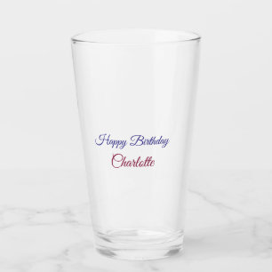 SIMPLE MINIMAL.CUTIE ADD NAME BABY happy birthday Glass