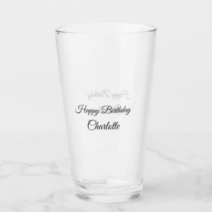 SIMPLE MINIMAL.CUTIE ADD NAME BABY happy birthday Glass