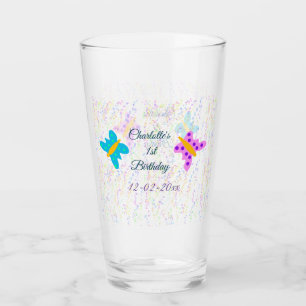SIMPLE MINIMAL.CUTIE ADD NAME BABY happy birthday Glass