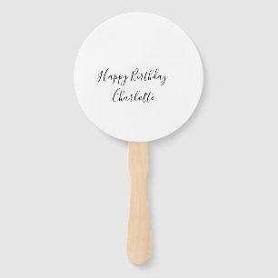 SIMPLE MINIMAL.CUTIE ADD NAME BABY happy birthday Hand Fan