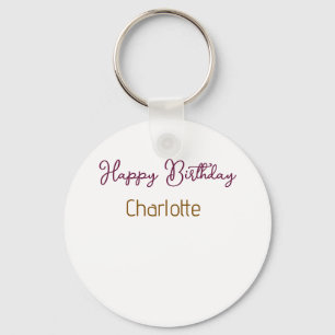 SIMPLE MINIMAL.CUTIE ADD NAME BABY happy birthday  Key Ring