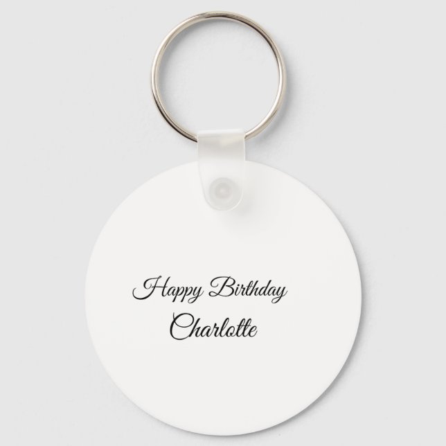 SIMPLE MINIMAL.CUTIE ADD NAME BABY happy birthday  Key Ring (Front)