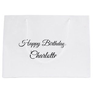 SIMPLE MINIMAL.CUTIE ADD NAME BABY happy birthday Large Gift Bag