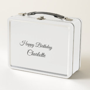 SIMPLE MINIMAL.CUTIE ADD NAME BABY happy birthday Metal Lunch Box