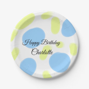 SIMPLE MINIMAL.CUTIE ADD NAME BABY happy birthday  Paper Plate