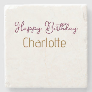 SIMPLE MINIMAL.CUTIE ADD NAME BABY happy birthday Stone Coaster