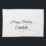 SIMPLE MINIMAL.CUTIE ADD NAME BABY happy birthday  Tea Towel<br><div class="desc">Design</div>