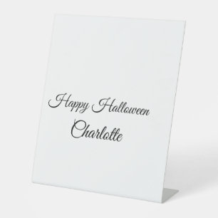 SIMPLE MINIMAL.CUTIE ADD NAME BABY happy Halloween Pedestal Sign